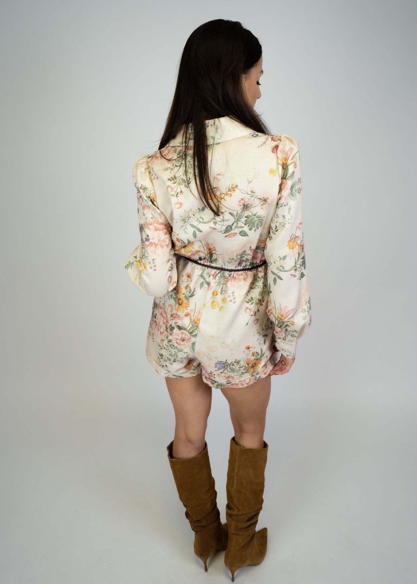 Lovers Garden Floral Romper With Belt