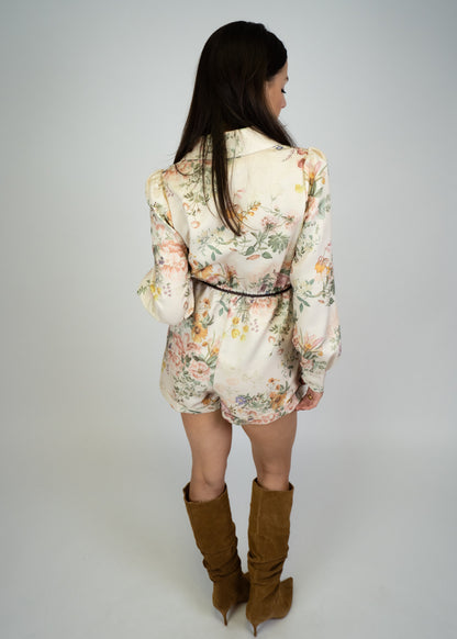 Lovers Garden Floral Romper With Belt