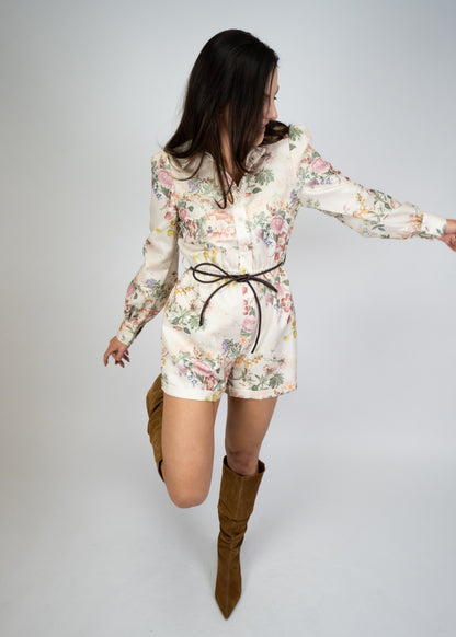 Lovers Garden Floral Romper With Belt