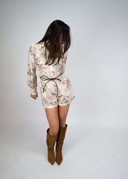 Lovers Garden Floral Romper With Belt