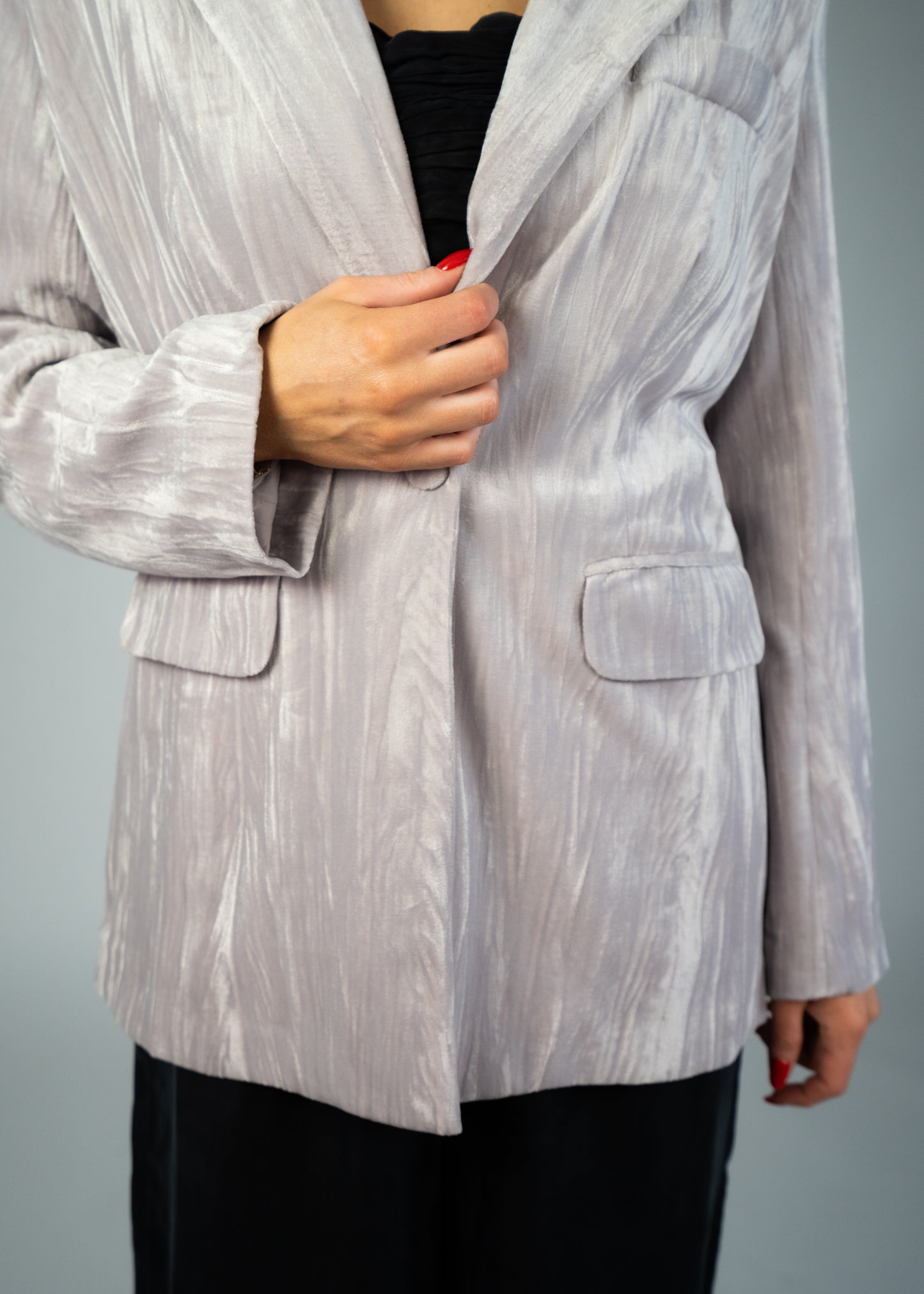 Lauren Metallic Crinkle Velvet Blazer