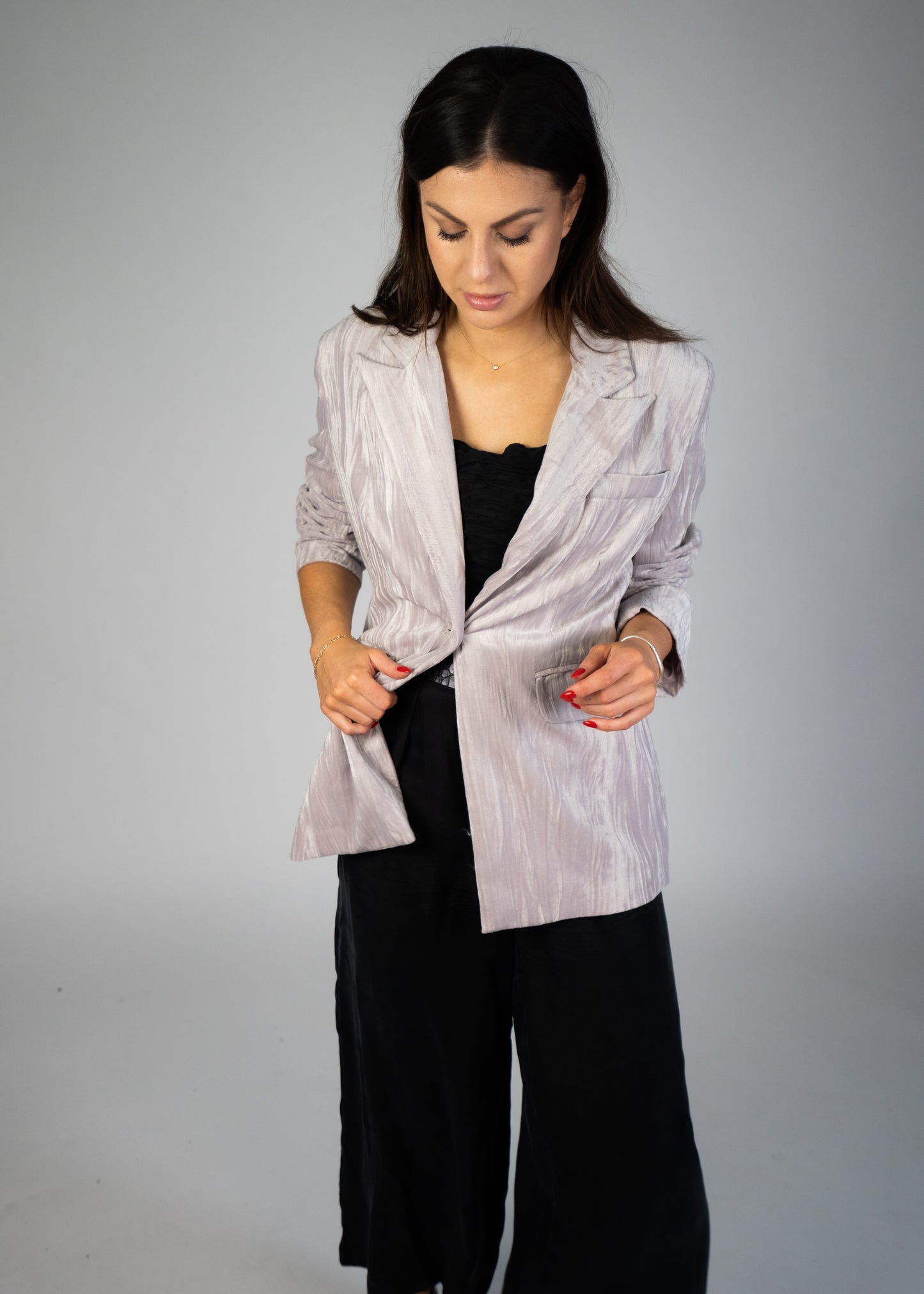 Lauren Metallic Crinkle Velvet Blazer