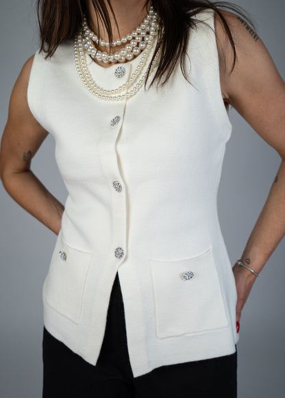 Bella Button Down Sweater Vest With Elevated Buttons